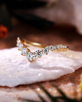 NORA Round Cut Moissanite Curved Bridal Band Stackable Ring